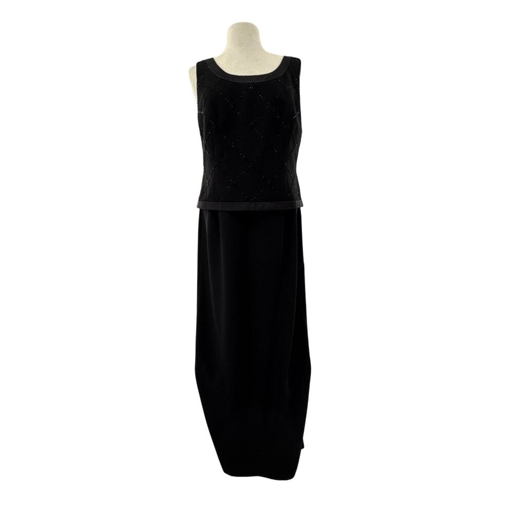 Karen Miller Womens Beaded Black Sleeveless Formal Dress Size 12‎